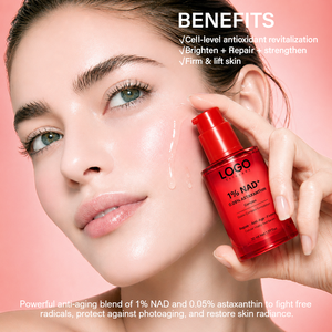 Sérum facial OEM anti-âge, lissant les rides, puissant antioxydant, anti-taches brunes et anti-marques d'acné, 1% NAD+ 0.05% Astaxanthine - Product Image 4