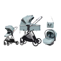 Poussette Kidilo Réversible et Haute de Gamme Trois-en-Un, Multifonctionnelle, Pliable avec Amortisseur, pour Nouveau-né, Housse en Lin pour Voiture, pour Enfants