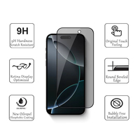 Protection d'écran en verre trempé 9H à couverture intégrale anti-espion et anti-rayures pour iPhone 18 Fold, 18, 17, 16, 15, 14, 13, 12 Pro Max