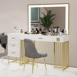 Mesa de Maquillaje con Luces para Salón de Belleza, Espejo de Tocador, Mesa de Maquillaje de Lujo, Moderna para <span class=keywords><strong>Peluquería</strong></span> y Bodas - Product Image 5