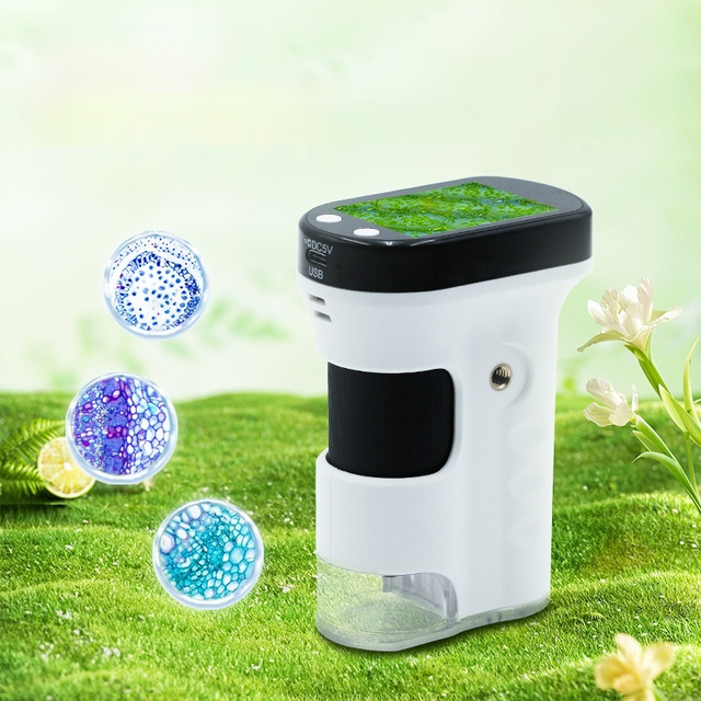WEIAI Led Light Magnifying Student Toddlers-Educational Science Kit 800X Mini Handheld Digital Electron Microscope for Bacteria