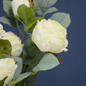 Haute Qualité Artificielle Unique Tige Fleurs Roses En Soie Vintage 3 Têtes Réaliste Bord Brûlé Rose Artificielle - Product Image 3