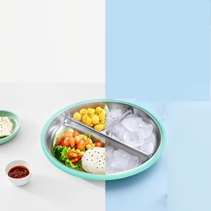 Assiette pour enfants en métal SUS304, 3 sections, contrôle des portions, service de repas, 7,8 pouces, légère, incassable, produit d'alimentation pour bébé, écologique - Product Image 1