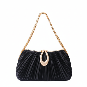 Bolsa de mano artesanal en plata antigua y dorada con cuentas de piedras multicolores y patrón geométrico con detalles en - Product Image 1