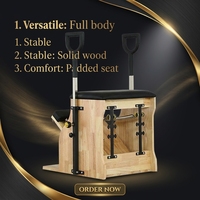Chaise Wunda Pilates en bois de chêne pour la maison et le studio – Équipement compact d'entraînement de la force du tronc avec pédale réglable