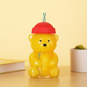 Botella <span class=keywords><strong>de</strong></span> Vidrio Creativa <span class=keywords><strong>de</strong></span> 600 ml con Forma <span class=keywords><strong>de</strong></span> Animal y Tapa Colorida para Batidos, Café Helado, Té Frío, Portátil para Viajes - Product Image 1