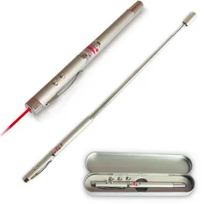 Teleskopik Multifungsi 4 In 1 Magnet Pickup Ball Point Pen LED Senter Torch Laser Pointer Merah