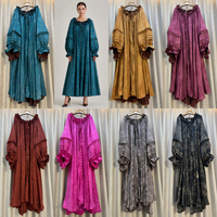 Cardigan Kaftan Élégant pour Femme à Imprimé Floral avec Fermeture Éclair, Manches Lanterne Perlées à la Main, Veste Abaya Modeste pour l'Aïd et le Ramadan – Vente en Gros