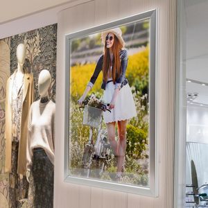 LED Movie Poster <b>Frame</b> Silver Art Picture Store Sign Holders LED Light <b>Box</b> Advertising Display for Business Signs Menu - Product Image 3