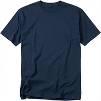 T-shirt en coton premium coupe décontractée, uni, streetwear, grammage lourd, vierge, minimaliste, bleu marine, pour la vente en gros personnalisée