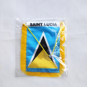 Mini drapeau en satin 4 ''x 6'' imprimé des deux côtés affichage de style fanion de rétroviseur de voiture Sainte-Lucie - Product Image 3