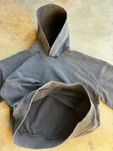 Hoodie Unissex Personalizado de Peso Pesado Oversize com Lavagem Ácida Vintage Desgastada em French Terry Streetwear com Efeito Desbotado e Cortado - Product Image 2