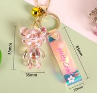 En gros, porte-clés et pendentif en acrylique cristallin coloré en forme d'ours, petit et mignon, pour sacs, voitures et sacs d'école, cadeau pour couples et enfants