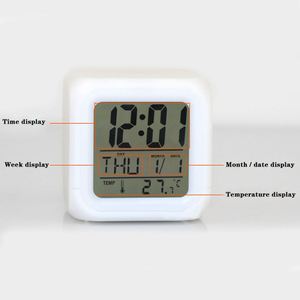 7 Colors Change Multifunction Cartoon Alarm <b>Clock</b> with LED Light <b>Digital</b> Thermometer Calendars C/F Temperature 6 Music Sounds - Product Image 4
