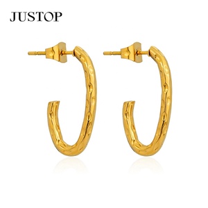 Pendientes de moda con diseño de pepita de oro, hipoalergénicos, de acero inoxidable chapado en oro, impermeables, OEM/ODM, proveedor de joyería de moda. - Product Image 3
