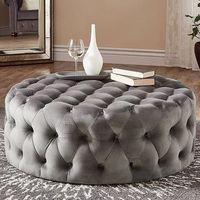 Pouf Ottoman Chesterfield Rond de Haute Qualité, Canapé-Chaise de Salon, Tabouret en Velours