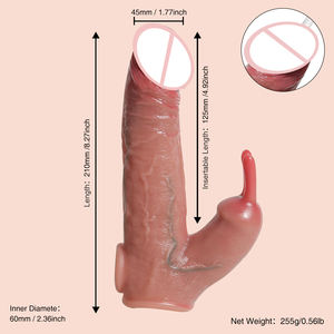 Manchon de pénis réutilisable réaliste brun de 8,26 pouces avec <span class=keywords><strong>petite</strong></span> langue, adapté à l'agrandissement et à l'épaississement du pénis <span class=keywords><strong>masculin</strong></span>, jouets sexuels - Product Image 6