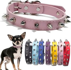 Collar de Cuero Personalizado para Perros de 4 Tamaños, Cierre de Botón Sólido, Remaches Profesionales, para Perros Pequeños, Medianos y Grandes, a la Moda, para Todas las Estaciones - Product Image 1