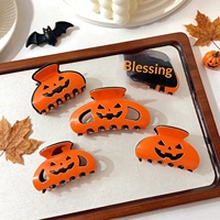 Nouvel Arrivage Pince à Cheveux Halloween Motif Citrouille et Crâne Couleur Unie Logo Personnalisé pour Chignons et Coiffures Rétro pour Femmes
