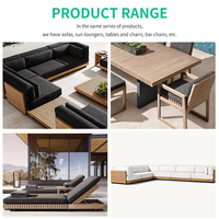 Ensemble de canapés d'extérieur en teck de luxe, design moderne, résistant à la rouille et à l'eau, mobilier de jardin pour villa, salon, cour