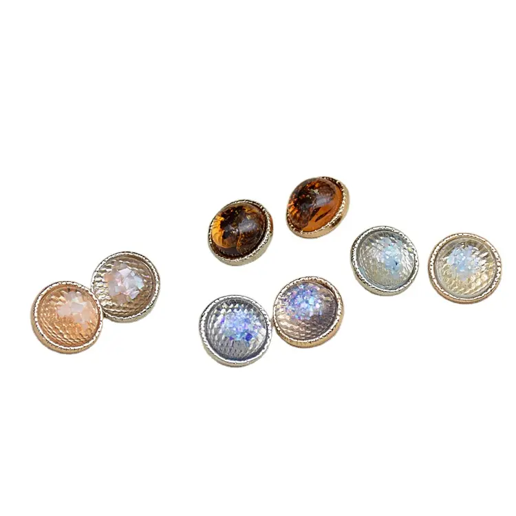 Bukwang 2023 The Latest Design New Transparent Resin Shell Colorful Metal Buttons For Women's Clothing