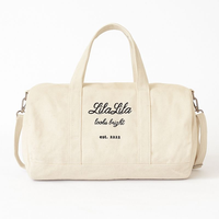 Sac de voyage en toile brodé avec logo personnalisé, grande capacité, sac de voyage pour la nuit, sac de week-end, sac de sport pour la gym et les voyages