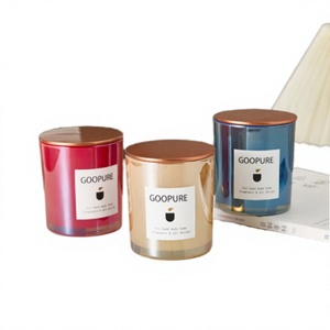 Pot à bougie en verre vide de luxe plaqué, 10 oz, vente en gros d'usine, support de bougie cylindrique en métal personnalisé, couleur pulvérisée, décoration d'intérieur - Product Image 2
