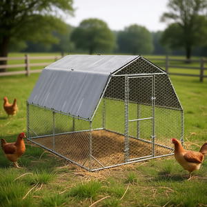 Corral para Pollos de Acero Galvanizado Plateado, Resistente, para Cría de Aves de Corral - Product Image 2