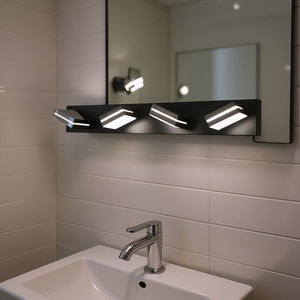 Applique murale moderne à 4 lumières LED chromées en fer noir pour salle de bain, éclairage de miroir, installation facile, économe en énergie - Product Image 2