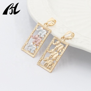 Bán Buôn Tôn Giáo Ba Con Voi Động Vật Mô Hình Mặt Dây Chuyền Vàng Vòng Cổ Của Người Đàn Ông Và Phụ Nữ Của Đồ Trang Sức Chủ Yếu Là Đồng Thau - Product Image 3