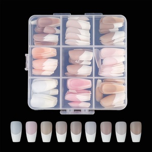 High Quality Simple <strong>Black</strong> <strong>Designs</strong> Short Square Full Cover Artificial Fake <strong>Nails</strong> Kit <strong>French</strong> <strong>Tip</strong> Press on <strong>Nails</strong> - Product Image 5