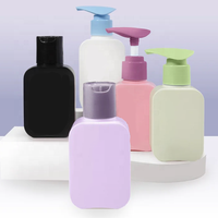 Flacon pompe carré en HDPE avec logo personnalisé, flacon cosmétique en plastique mat vide pour shampoing, gel douche, savon pour les mains, soin du visage