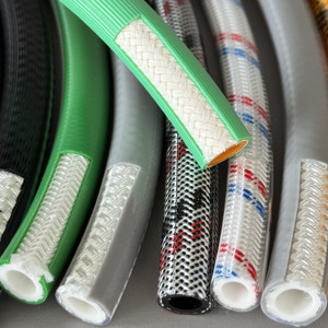Manguera de pulverización eléctrica de <span class=keywords><strong>PVC</strong></span> amarillo del fabricante, tubería de agua de riego de 5 capas, plástico de 13mm con servicio de corte - Product Image 2