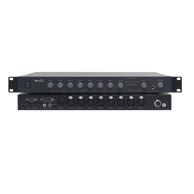 HUAIN HY-808M Series 8-Channel Microphone 3-Pin XLR Interface Intelligent Mixer 48V Phantom Power for Sound Reinforcement Audio