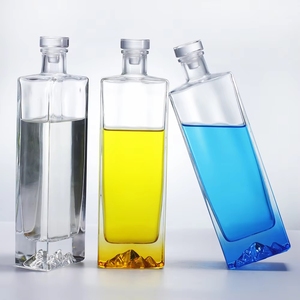 500ml sang trọng Flint thủy tinh chai rượu vang hình chữ nhật rỗng tiệc sang trọng rượu với nút chai niêm phong Màn hình in cho Tequila - Product Image 1