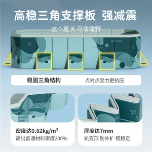 สระน้ำเป่าลมทรงสี่เหลี่ยมพับได้ Quanqi ทำจาก PVC สำหรับเด็ก สระว่ายน้ำกลางแจ้ง ถังเก็บน้ำ อ่างอาบน้ำ - Product Image 3