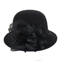 2020 lana marrón Vintage fieltro Cloche cubo bombín sombrero invierno mujeres Iglesia bombín sombreros