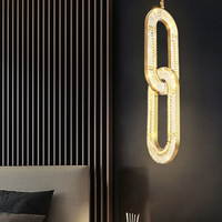 Pendentif anneau créatif personnalisé moderne lustre en cristal Long escalier Villa hall d'hôtel projet d'éclairage