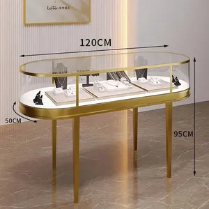 Customized Luxury Oval Gold Diamond Jewelry Display Cabinet LED Lighting Waterproof Heavy Duty Eco-Friendly for Mall <strong>Showcase</strong> - Product Image 3