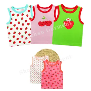 5件套婴儿背心t恤夏季印花刺绣热卖透气纯棉男童女婴男女通用可爱款式