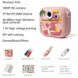 Çocuklar kamera yazıcı Mini taşınabilir termal kless çocuk oyuncakları sevimli dinozor Spaceman Mini cep etiket fotoğraf kamerası yazıcı - Product Image 4