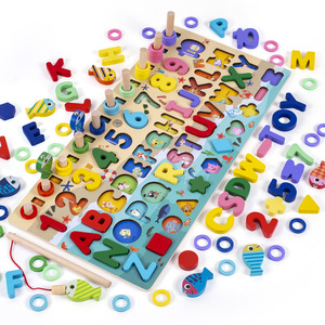 Montessori trẻ em bằng gỗ số hình dạng phù hợp với khối xây dựng giáo dục bận rộn Bảng câu đố trò chơi câu cá đồ chơi cho học tập - Product Image 3