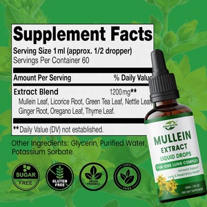Private Label OEM Mullein <b>Drops</b> for Lungs Liquid Mullein Leaf Extract Supplement Respiratory & Immune Support - Product Image 2