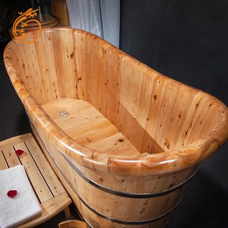 Wood bathtub teak Round Wooden Bathtubmassage tub