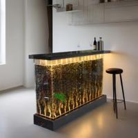Meubles de bar personnalisés en usine, éclairage LED, fontaine dansante, mur de bulles d'eau, panneau acrylique, comptoir de bar, armoire à vendre