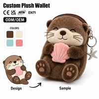 Porte-monnaie en peluche personnalisé sur le thème de la vie marine : Otter, Phoque, Pingouin, Dauphin, avec doublure ondulée, portefeuille doux en forme d'animal en peluche