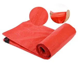 Tarpaulin Waterproof 45GSM-250GSM Red PE Tarps With UV Treatment For Cover Tarp Sheet Tarp Roll