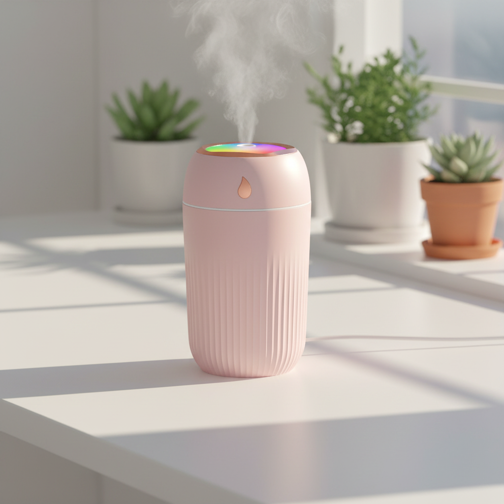 Cute Small Humidifier with USB Powered & Colorful LED Light for Travel & Desktop