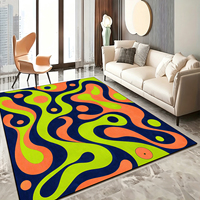 Großer Abstrakter Fließender Designer-Teppich Blau Grün Orange Kurven Statement-Teppich für Wohnzimmer Maßgefertigter 3D-Druck Alfombra Günstig