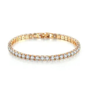 Zandy OEM ODM Classic Round Full Diamond Fashion Jewelry Bracelets Hip Hop Vintage 4mm Tennis Bracelet